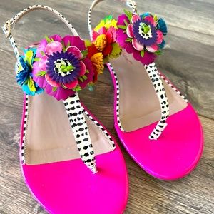 Betsey Johnson Floral Sandals with Gold Buckle